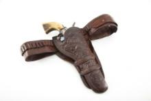 Vintage "Eddleman Bros. Saddle Co., Graham, Tex." marked, floral tooled, double loop Holster for a 7