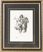 Special Edition black & white Print by CA Artist Frank C. McCarthy (1924-2002). Depicts an Indian Wa