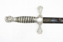 U.S. Civil War Era NCO Sword - Pewter/ Knight's Head Pommel W/ Scabbard - 28" Blade