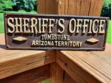 Cast Iron Sheriffs Office Tombstone Arizona Territory Sign Plaque Old West Sign