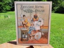 Tin Metal Advertising Sign Excelsior Metal Polish Brass Copper Sign