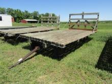 250. FACTORY FOUR WHEEL WAGON WITH 8 X 16 FT. WOODEN FLAT RACK