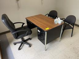 Small Office - Desk, Captains Chair & 2 Stackable chairs