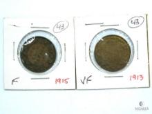 1913 & 1915 Canada Large Cents