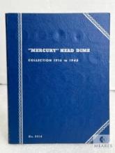 Incomplete - Mercury Head Dime Book with 70 Dimes