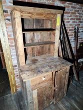 Primitive Wood Hutch Cabinet