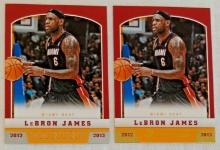 2 LeBron James 2012 Panini NBA Basketball Card Pair Silver Gold SP Insert #104 Lot Cavs Lakers Heat