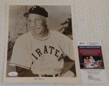 Bill Meyer Vintage Autographed Signed 1950 Pirates Team Issue 8x10 Photo JSA Type 1 B/W MLB Baseball