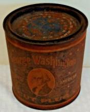 Antique Advertising Tobacco Metal Tin Can George Washington Cut Plug American General Store Decor