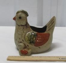 Vtg Hen W/ Chick Ceramic Planter