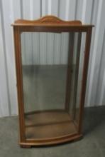 Beautiful Bowed Front Mirror Back & Lighted 3 Shelf Curio Cabinet (NO SHIPPING THIS LOT)