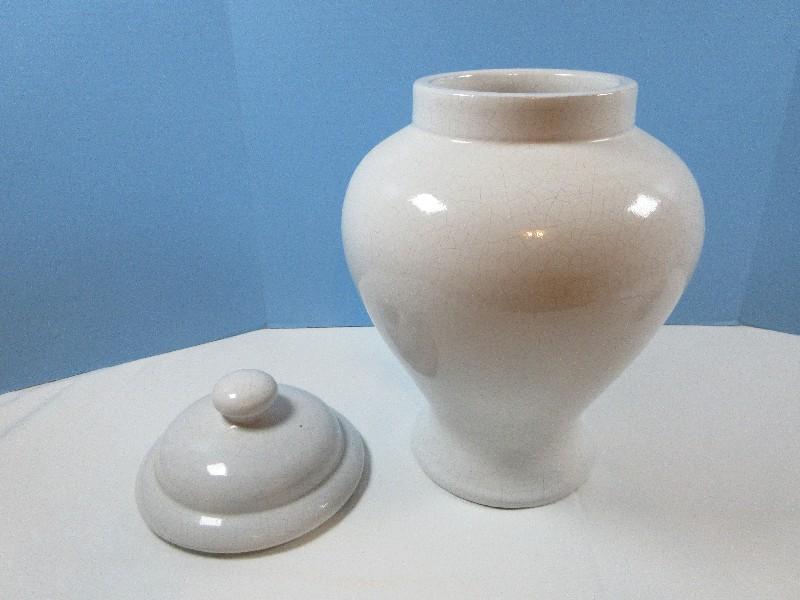 Impressive Pottery Barn Heavy Stoneware Temple 20" Ginger Jar & Lid Craquelure Finish Glaze--