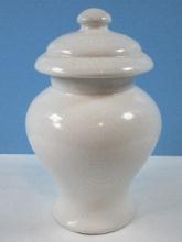 Pottery Barn Heavy Stoneware Pottery Temple 11 1/2" Ginger Jar & Lid Craquelure Finish