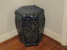 Stunning Chinoiserie Stoneware Hexagonal Garden Seat/Patio Table Intricate Complicated