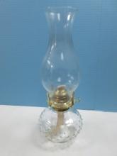 New Farm Lamp Light Pressed Glass 13" Oil Lamp Hobnail Pattern Base