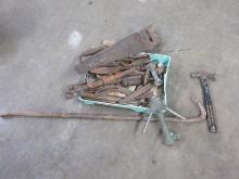 Lot Misc. Tools, Hammer, Wrench, Pipe Wrench, Etc.
