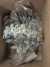 Exquisite French Inspired Baroque Style Brass Finish Chandelier w/ Faceted Crystal Prisms