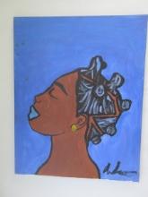 African American Woman Portrait Original Artwork on Canvas Artist Signed
