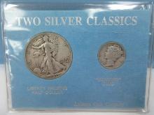 Littleton Coin Co. Two Silver Classics 1941 Walking Liberty Half Dollar San Francisco Mint and 1945
