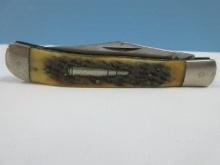 Frost Cutlery Surgical Steel Single Blade Pocket Knife Bone Handle w/Bullet Ammo Cartridge
