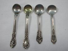 4 Sterling Silver Salt Cellar Spoons 2 Wallace & 2 Gorham Patterns