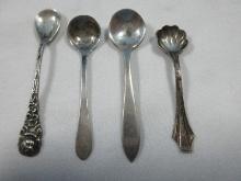 4 Sterling Salt Cellar Spoons Various Patterns