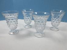 Set of 4 Fostoria American Clear Pattern 2056 Stem Cube Motif 5 3/4" Iced Tea Footed Goblets