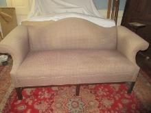 The Charles Stewart Co. Furniture Classic Formal Camelback Sofa Rolled Arms Chippendale Style
