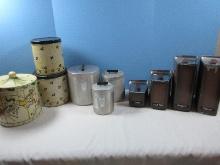 Lot 8 pc. Lincoln Beautyware Mid Century Modern Canister Set, 6 pc Retro Maid of Honor