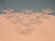 Set 6 Peill Crystal Theresa Pattern Vertical Cut & Panel Design on Bowl 3 3/4" Champagne/Tall