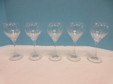 Set 5 Mikasa Crystal Toselli Pattern Cut Vertical Bowl Multisided Stem Design 7 1/8" Wine