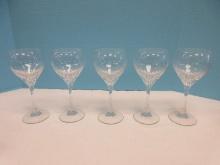 Set 5 Mikasa Crystal Toselli Pattern Cut Vertical Bowl Multisided Stem Design 7 1/8" Wine