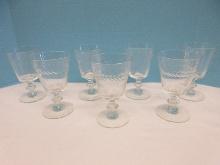 Set 7 Bryce Crystal Wales Laurel Pattern Polished Cut Laurel Band Wafer Stem 5 5/8" Water