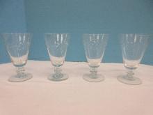 Set 4 Bryce Crystal Wales Laurel Pattern Polished Cut Laurel Band Wafer Stem Blown Glass 6"