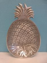 Cast Aluminum Pineapple Figural Serving Bowl Top 13" x 8 1/8" x 2 3/4"H