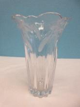 Mikasa Crystal Garden Terrace Floral Pattern 8 1/4" Vase Flared Rim