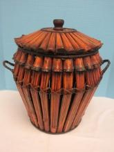 Japanese Bamboo Basket & Lid w/Handles 17"