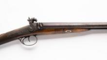 Cased Antique Manton Percussion Side-by-Side Shotgun, 16 Gauge