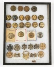 32 Military Buttons and Pins incl Gold Plated