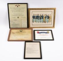 5 Framed Pcs Military Memorabilia