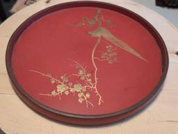 (BR2) LOT OF MISC. TO INCLUDE A LACQUERED MADE IN JAPAN CIRCULAR TRAY, A YORK VALLEY CHEESE CO.