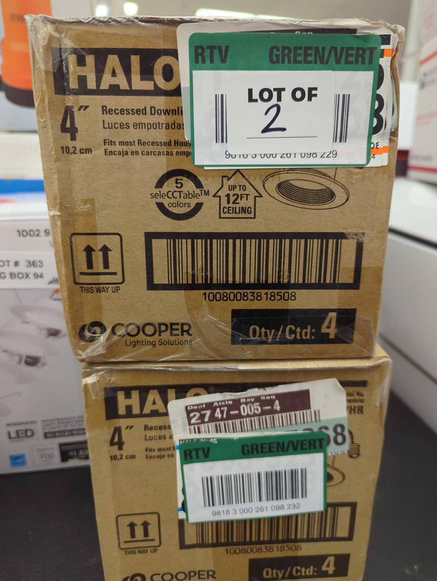 Lot of 2 Boxes Of HALO RL 4 in. Adjustable CCT Canless IC Rated Dimmable Indoor, Outdoor Integrated