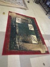 MACHINE MADE AREA RUG, RED, GREEN, AND CREAM, 62"X83 3/4"