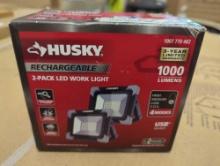 Husky 1000 Lumen Rechargeable Work Light (2-Pack), Appears to be New Retail Price Value $32, What