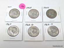 1964-1969 Half Dollar - Kennedy 64,65,66,67,68,69