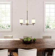 Hampton Bay Burbank 3-Light Brushed Nickel Chandelier with Dual Glass Shades, Retail Price $149,
