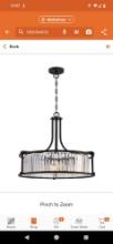SATCO 4-Light Aged Bronze Hanging Pendant with Clear Glass Crystals, Retail Price $377, Appears to
