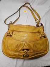 B Makowsky Yellow Leather Shoulder Bag