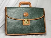 Vintage Green and Brown Dooney and Bourke Briefcase or Laptop Bag with Key.
