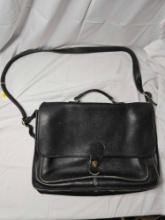 Vintage Black Leather Coach Laptop Bag. Measures approx. 16 x 12 x 3